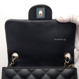 Classic Flap Mini Square | Black Lambskin Light Gold Hardware