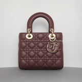 Dior My ABC Lady Dior Small | Burgundy Lambskin Light Gold Hardware-whitebackground
