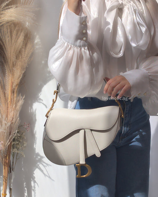 Dior Saddle Small | Latte Calfskin Brushed Gold Hardware-modelshots