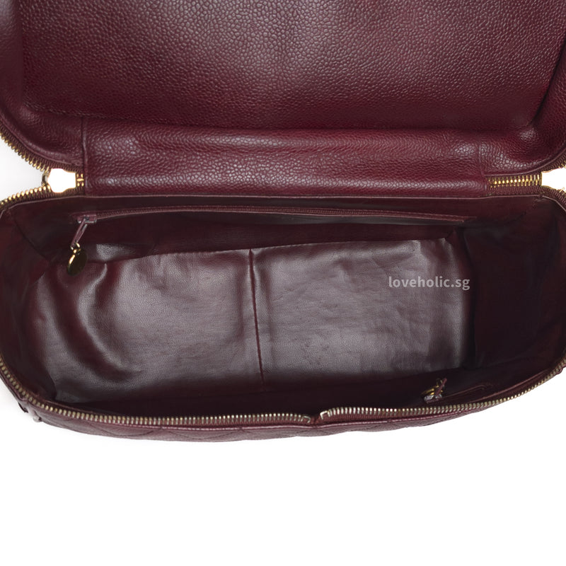 Chanel Vintage Vanity Case Large | Burgundy Caviar Gold Hardware