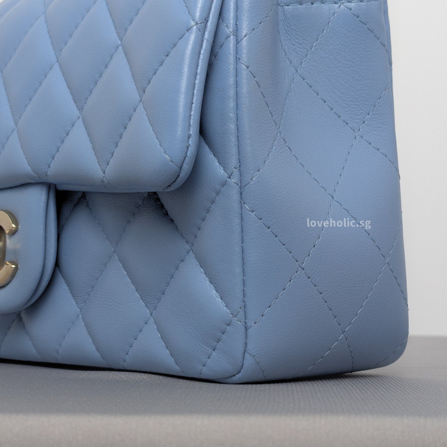 Classic Flap Mini Rectangle | 21C Sky Blue Lambskin Light Gold Hardware