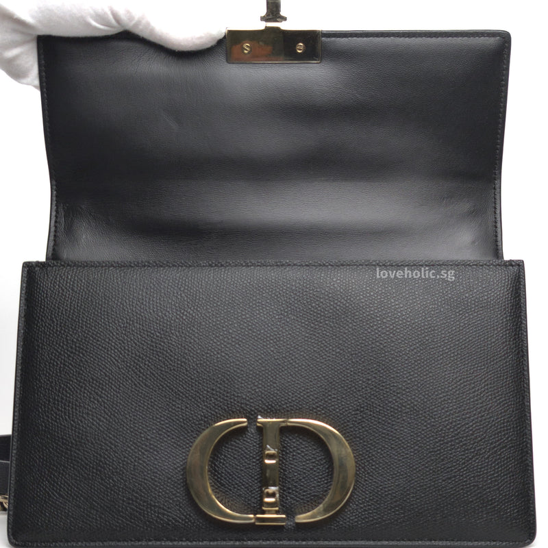 Dior Montaigne 30 Medium Black Grained Calfskin Gold Hardware loveholic