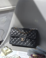 Chanel Classic Flap Small | 21B Dark Grey Caviar Light Gold Hardware