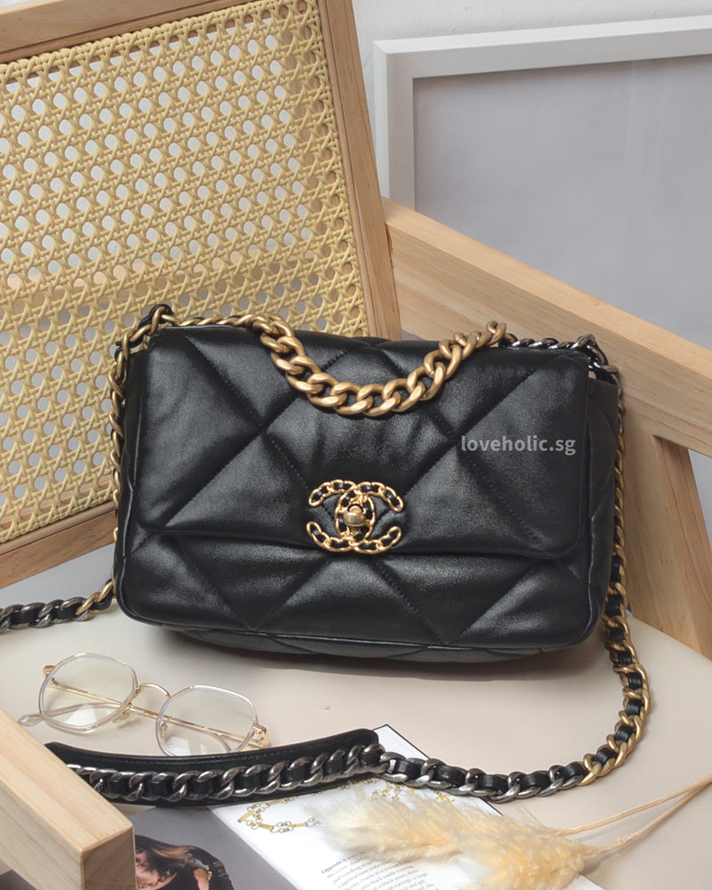 Chanel Chanel 19 Small | Black Lambskin Multicolored Hardware-main
