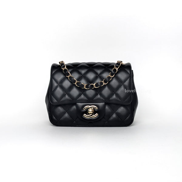 Chanel Square Flap Mini | Black Lambskin Gold Hardware