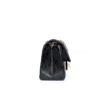 Reissue 2.55 Mini | Black Calfskin Brushed Gold Hardware