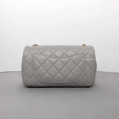 Chanel Pearl Crush Mini Rectangle 22B Light Grey Lambskin Brushed Gold Hardware-back