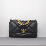 Chanel Chanel 19 Small | Black Lambskin Multicolored Hardware-whitebackground