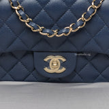 Classic Flap Mini Square | 17B Navy Blue Caviar Light Gold Hardware