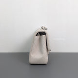Chanel Classic Flap Mini Rectangle | 18B Ivory White Caviar Silver Hardware-details
