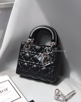 Dior Lady Dior Mini | Black Lambskin Silver Hardware