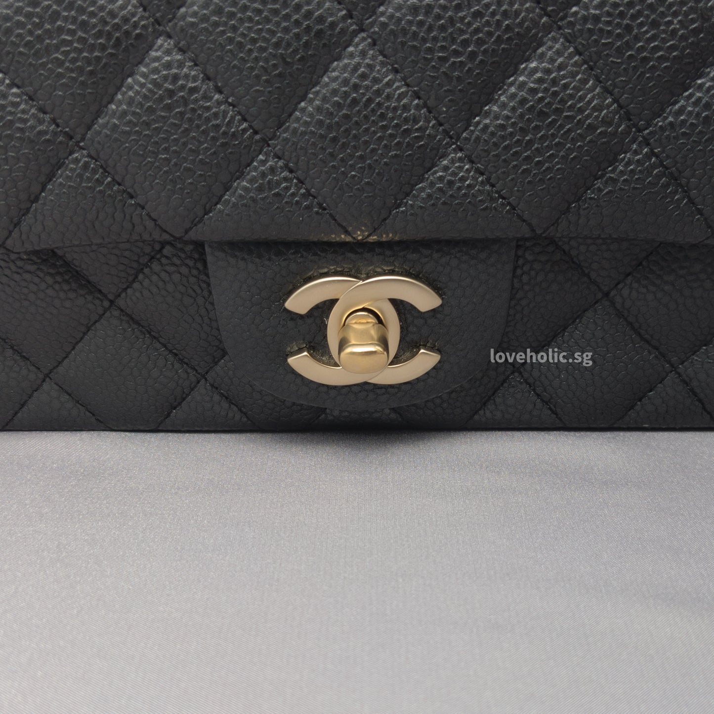 Classic Flap Mini Rectangle | 15C Black Caviar Brushed Gold Hardware