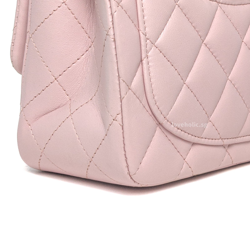 Chanel Classic Flap Mini Square | 16 S Light Pink Lambskin Silver Hardware