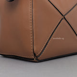 Puzzle Mini | Tan Calfskin Silver Hardware