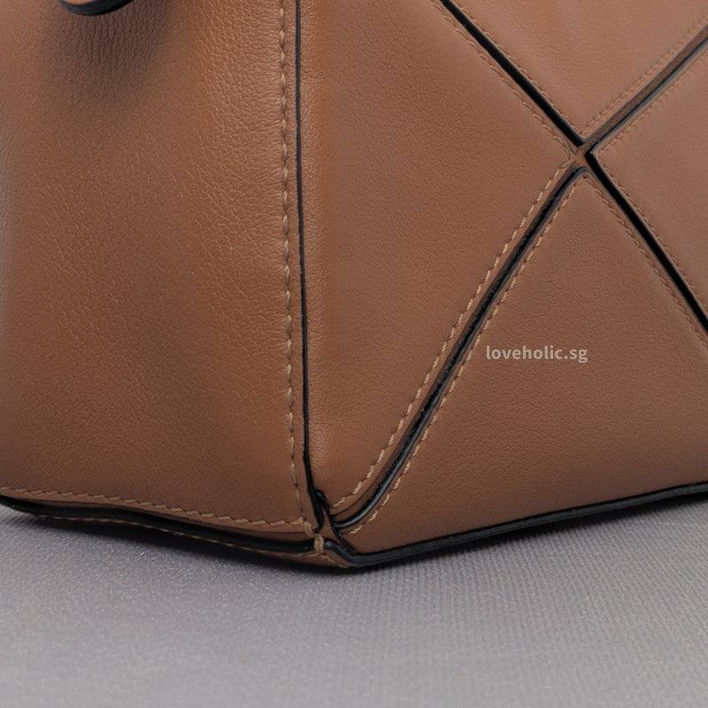 Puzzle Mini | Tan Calfskin Silver Hardware