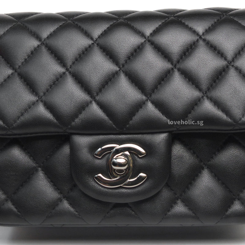 Chanel Classic Flap Mini Square | Black Lambskin Silver Hardware