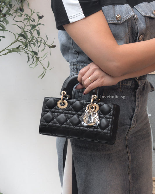 Dior Lady D-Joy Small | Black Lambskin Light Gold Hardware-modelshots