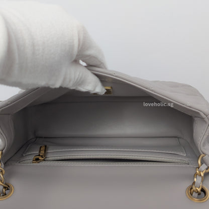 Pearl Crush Mini Rectangle 22B Light Grey Lambskin Brushed Gold Hardware