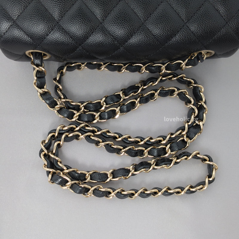 Classic Flap Mini Rectangle | 17B/17C Black Caviar Light Gold Hardware