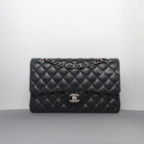 Chanel Classic Flap Medium | Black Lambskin Silver Hardware-whitebackground
