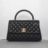 Chanel Coco Handle Medium | Black Caviar Brushed Gold Hardware-whitebackground