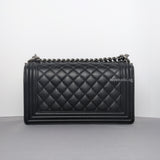 Chanel Boy Medium | Black Caviar Ruthenium Hardware-back