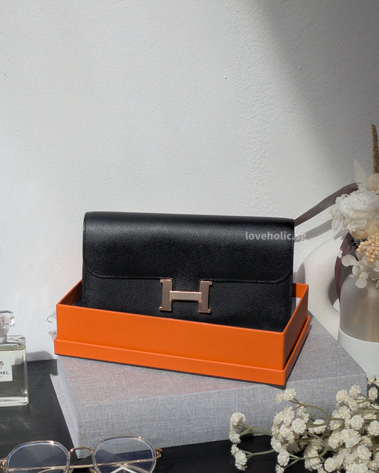 Hermes Constance To Go | Black Epsom Rose Gold Hardware-main