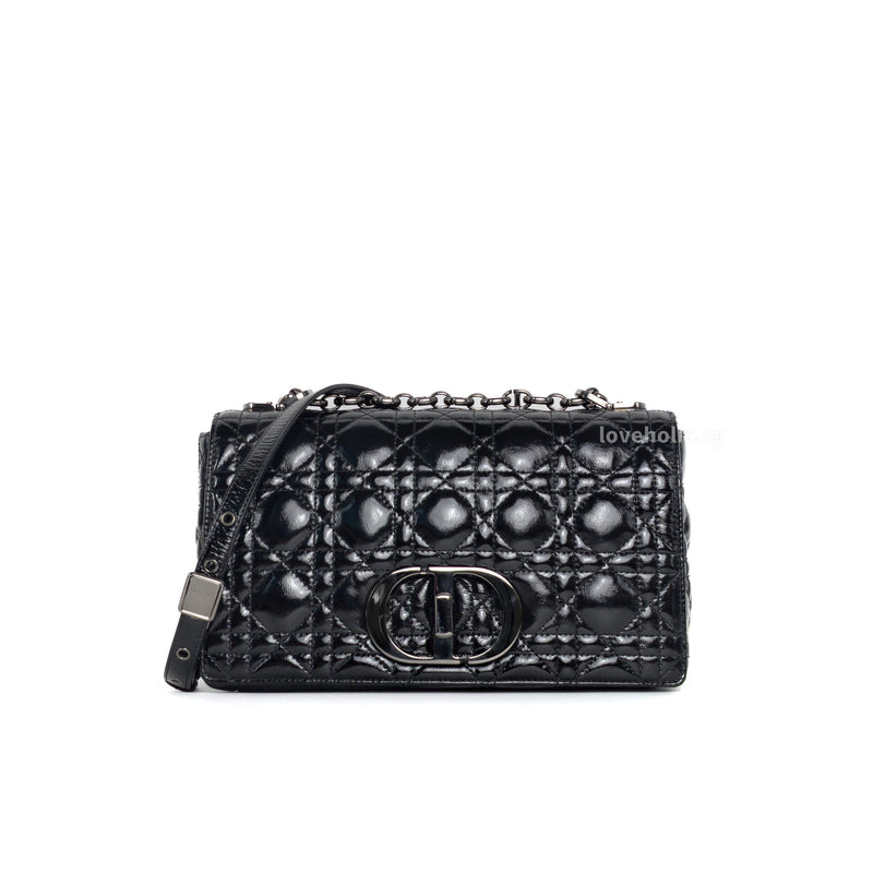 Dior Caro Medium | Black Patent Cannage Leather Ruthenium Hardware