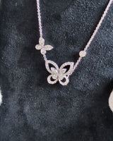 Double Butterfly Silhouette Diamond Pendant | 18K White Gold