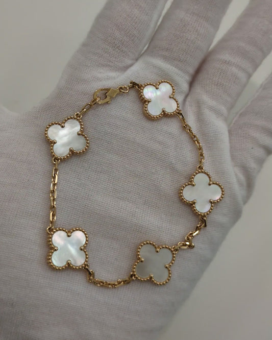 Vintage Alhambra Bracelet 5 Motif | Mother of Pearl 18K Gold Hardware