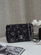 Classic Flap Mini Rectangle | 24K Crystal Strass Silver Hardware