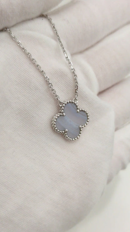 Vintage Alhambra Necklace Chalcedony 18K White Gold