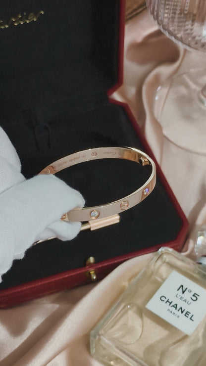 Love Bracelet Classic with 4 Diamonds Size 16 | 18K Rose Gold