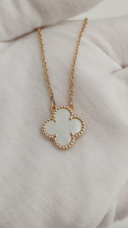 Vintage Alhambra Necklace Mother of Pearl 18K Gold