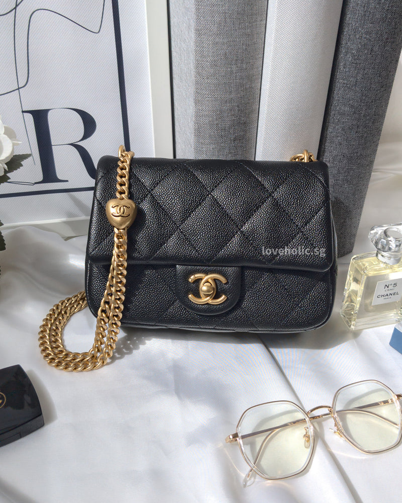 Chanel Mini Flap  | 24C Black Caviar Brushed Gold Hardware