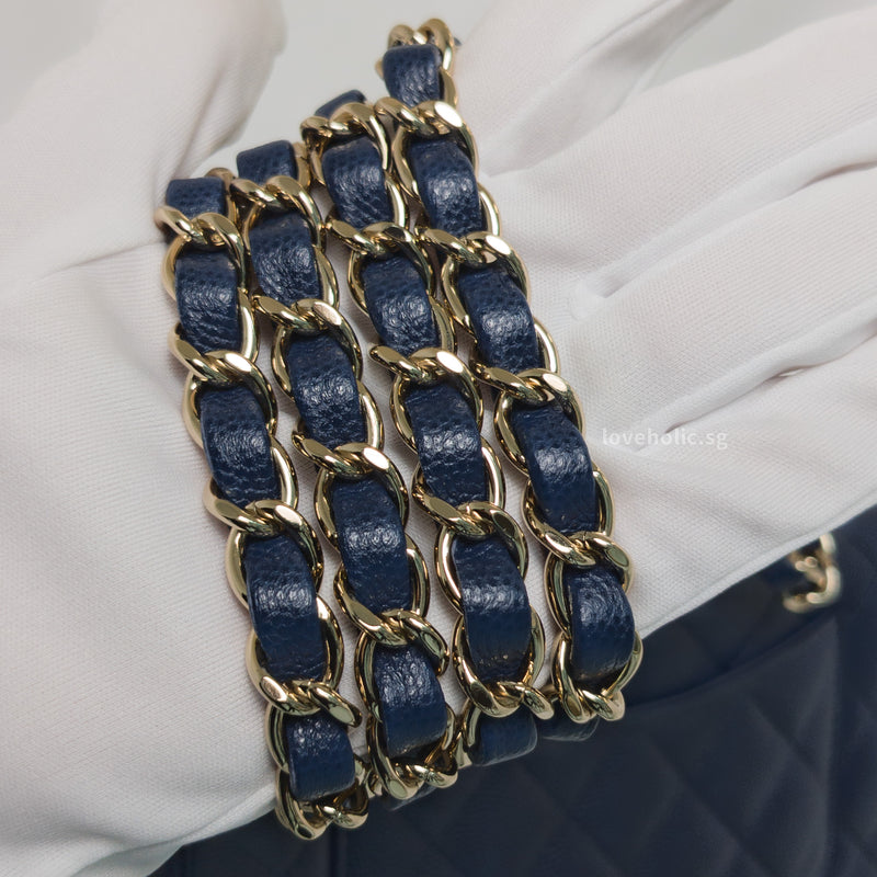 Chanel Classic Flap Mini Rectangle | 17B Navy Blue Caviar Gold Hardware