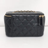 Chanel Vanity Bag with Chain  | Black Lambskin Light Gold Hardware