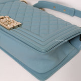 Chanel Boy Old Medium | 19C Tiffany Blue Caviar Gold Hardware