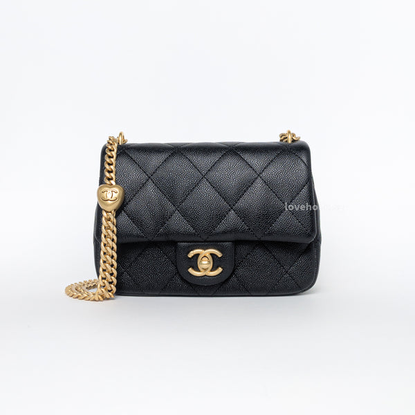 Chanel Mini Flap  | 24C Black Caviar Brushed Gold Hardware