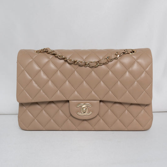 Chanel Classic Flap Medium | 21S Dark Beige Lambskin Gold Hardware