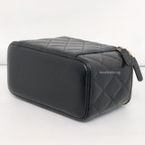 Chanel Vanity Bag with Chain  | Black Lambskin Light Gold Hardware