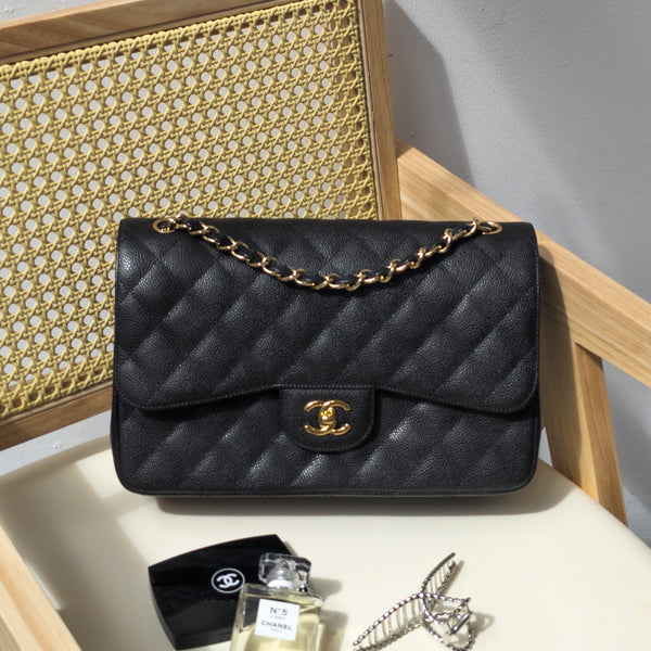 Chanel jumbo 2025 caviar gold