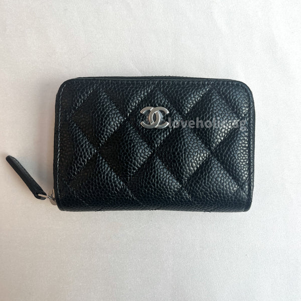 Chanel Classic Zipped Coin Purse  | Black Caviar Silver Hardware