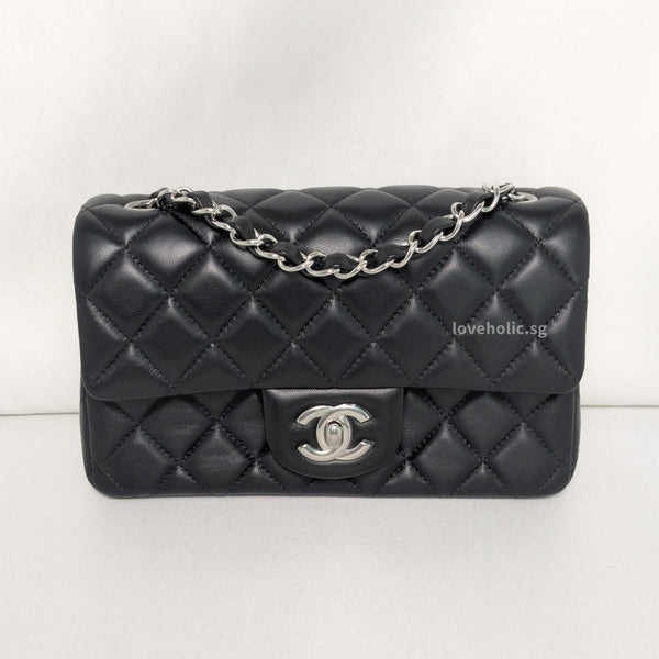 Chanel Classic Flap Mini Rectangle | Black Lambskin Silver Hardware