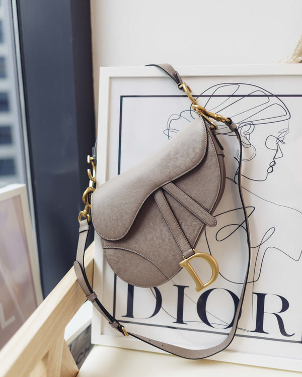 Dior Saddle Medium | Taupe Grained Calfskin Gold Hardware