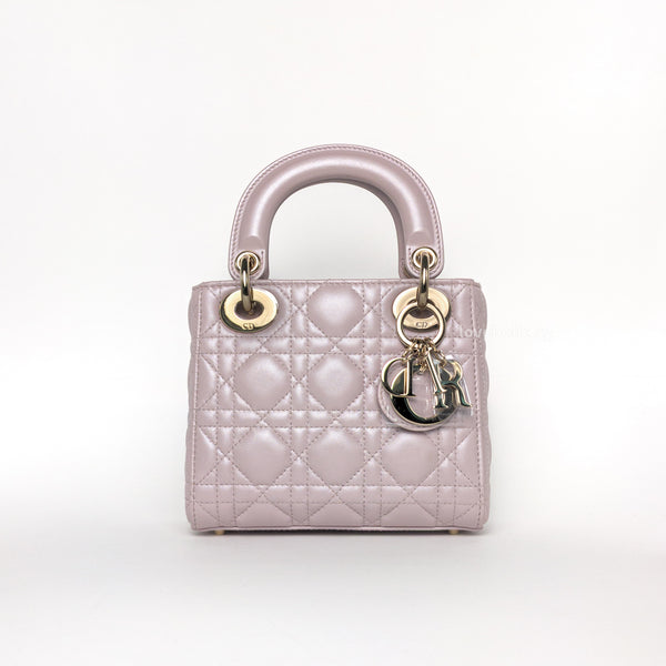 Dior Lady Dior Mini | Pearlescent Lotus Pink Lambskin Gold Hardware