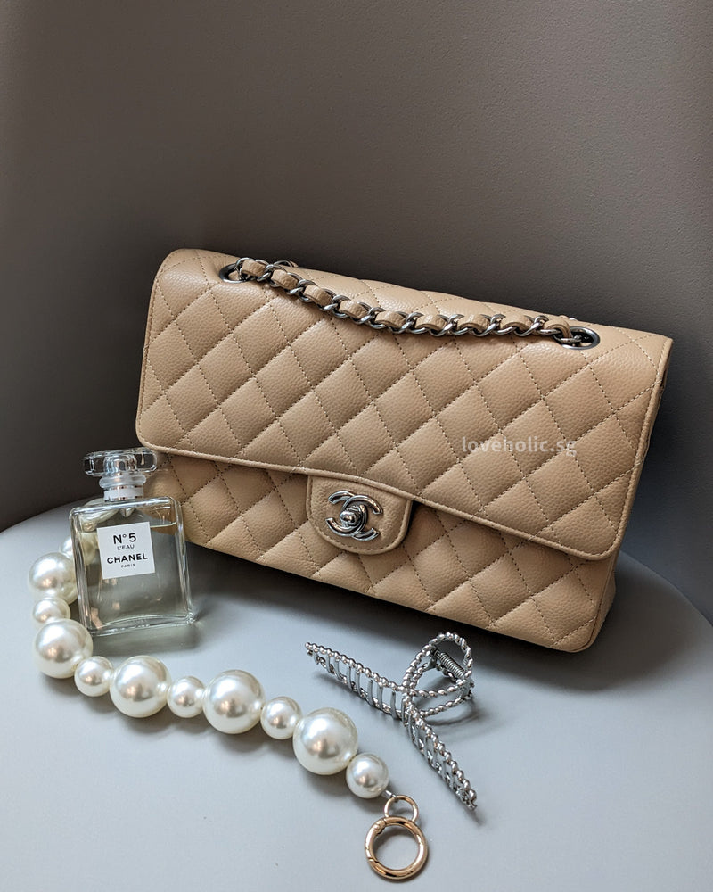 Chanel Classic Flap Medium | Beige Caviar Silver Hardware