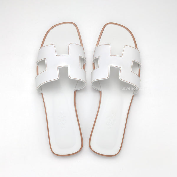 Hermes Oran Sandals 37 | White Calfskin