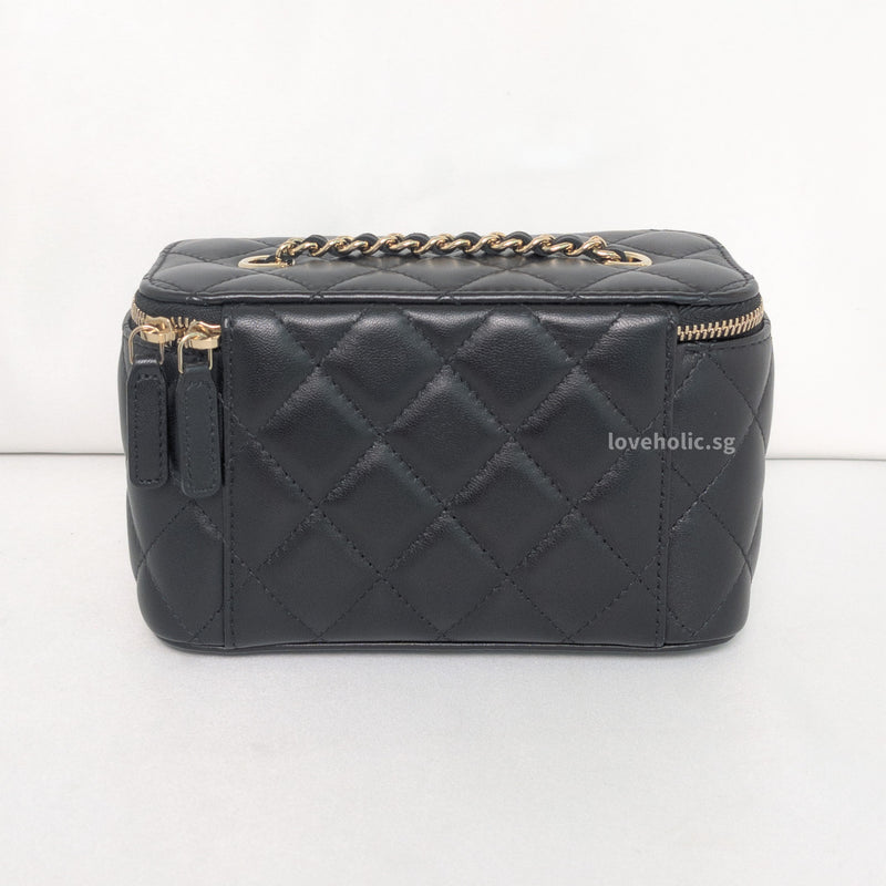 Chanel Vanity Bag with Chain  | Black Lambskin Light Gold Hardware