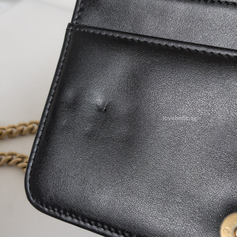 Chanel Boy Wallet On Chain Small | Black Caviar Brushed Gold Hardware